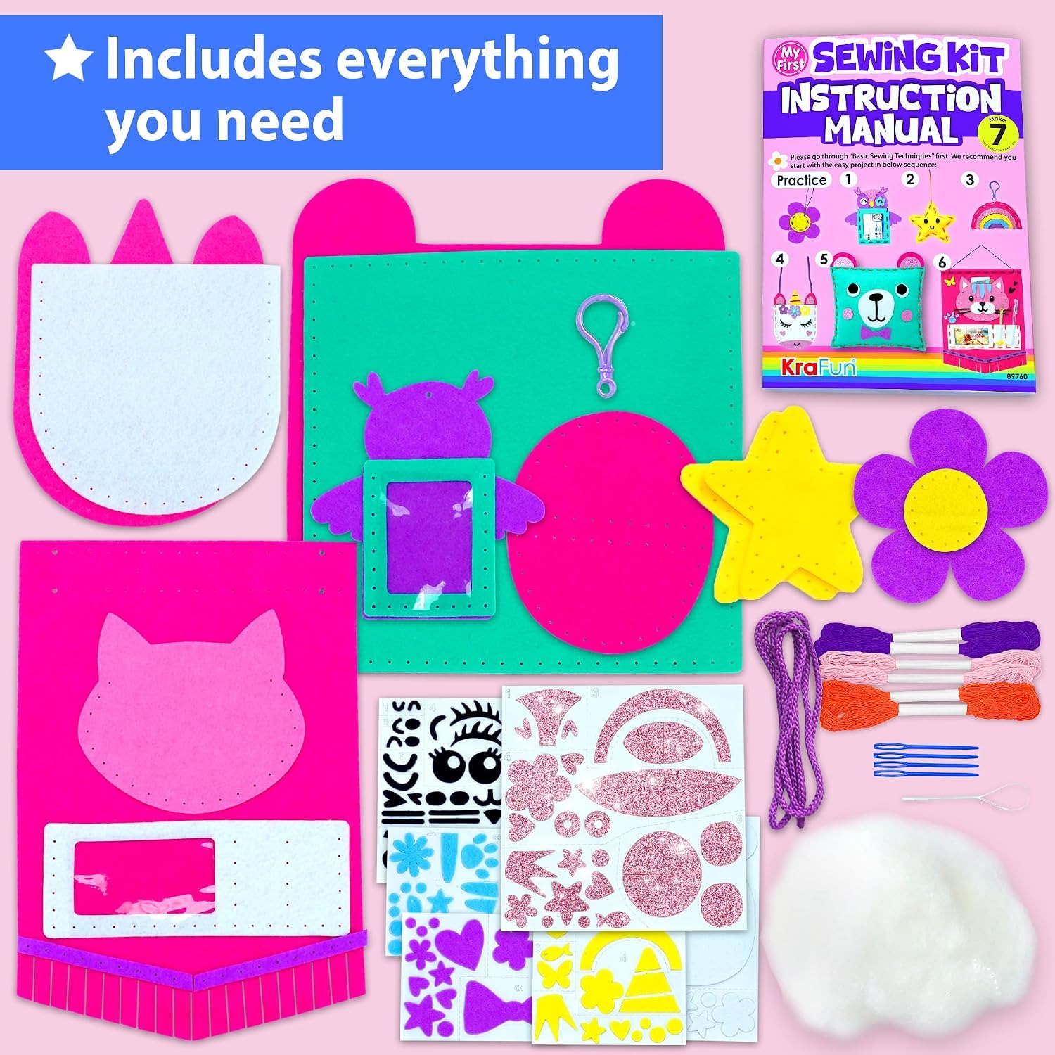 My First Sewing Kit with 7 Felt Projects, detail view